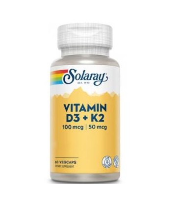 Vitamina D-3 & K-2 Solaray 60 capsulas